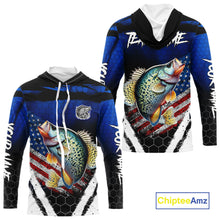 Load image into Gallery viewer, Crappie fishing American Flag Custom patriotic long sleeve team Crappie fishing shirts | Blue NQS10685