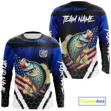 Load image into Gallery viewer, Crappie fishing American Flag Custom patriotic long sleeve team Crappie fishing shirts | Blue NQS10685