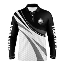 Load image into Gallery viewer, Black and white Mens Golf Polo Shirts Custom Mens black golf polo golfer gifts NQS9207