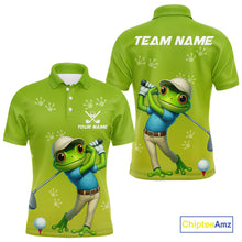 Load image into Gallery viewer, Funny Frog Golf polo shirt for men Custom Green mens golf top, personalized golf gifts NQS11280