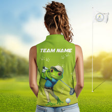 Load image into Gallery viewer, Funny Frog Sleeveless Golf polo shirt for Women Custom Green ladies golf top, personalized golf gifts NQS11280