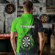 Load image into Gallery viewer, Personalized Black and Green Camo Flame Darts Shirts For Men Custom Green Fire Team Darts Jerseys NQS9565