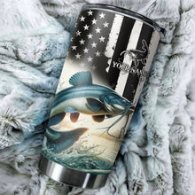 Load image into Gallery viewer, 1PC American flag catfish Fishing patriotic Custom Stainless Steel Fishing Tumbler Cup, Fishing gift NQS1669