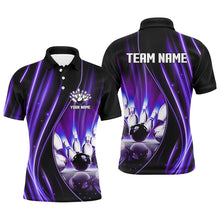 Load image into Gallery viewer, Purple and black light Men Polo, 1/4 Quarter Zip Shirts Custom bowling team jerseys, gift for bowlers NQS7861