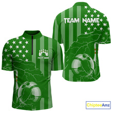 Load image into Gallery viewer, Personalized Green American flag Lightning thunder Custom Bowling Team Shirts For Mens Bowling Jersey NQS10487