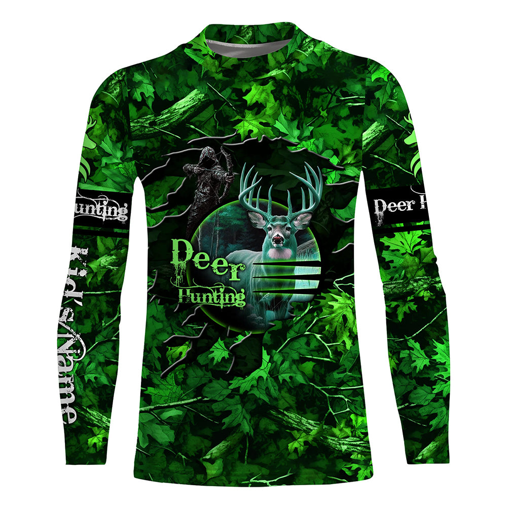 Country Girl Deer hunting green camo Custom Name all over printed shirts, Hunting gift for hunter girl NQS4373