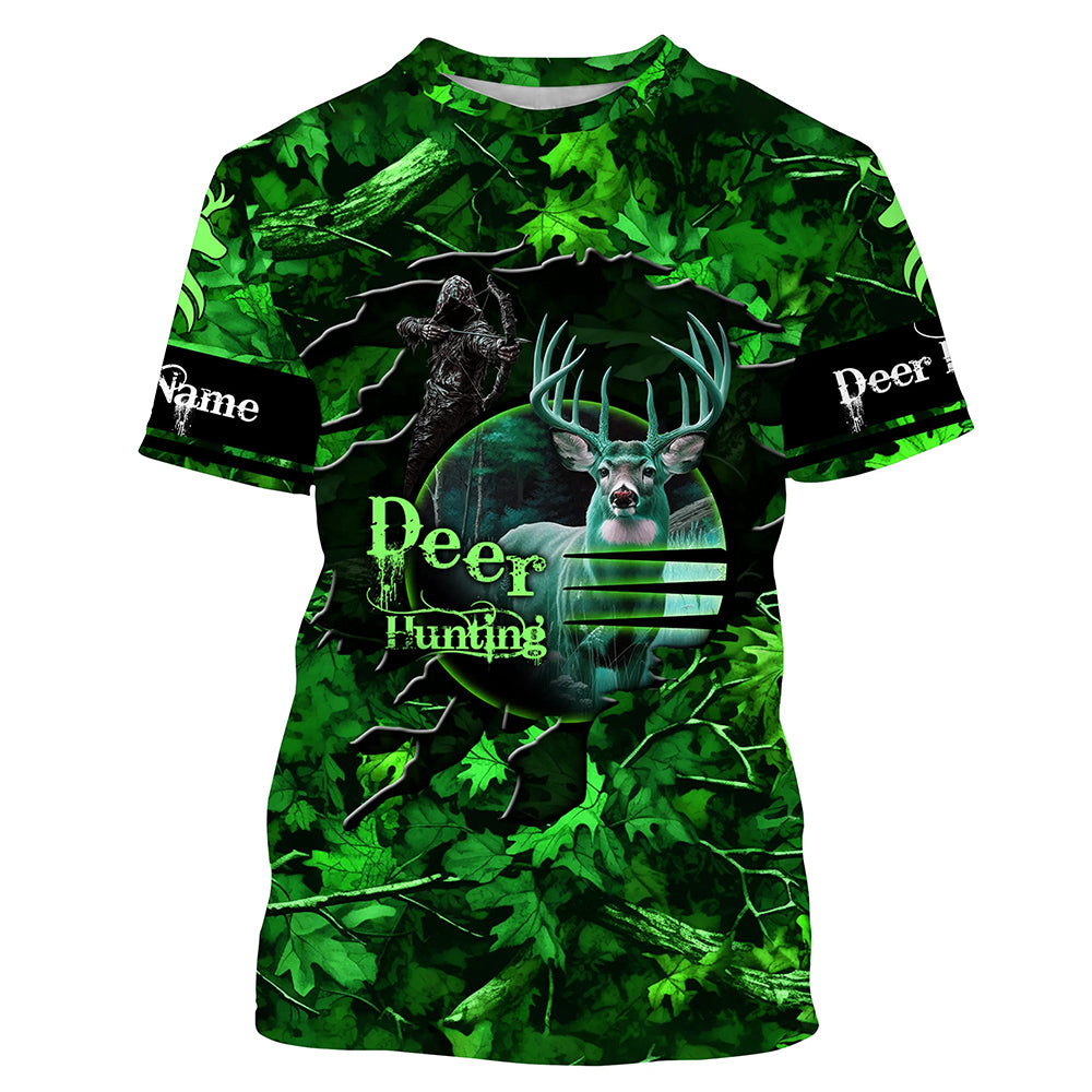 Country Girl Deer hunting green camo Custom Name all over printed shirts, Hunting gift for hunter girl NQS4373