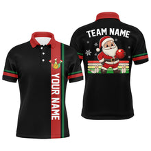 Load image into Gallery viewer, Retro Christmas Santa Bowling Polo, 1/4 zip shirts For Men Custom Xmas Team Bowling Jerseys | Black NQS8986