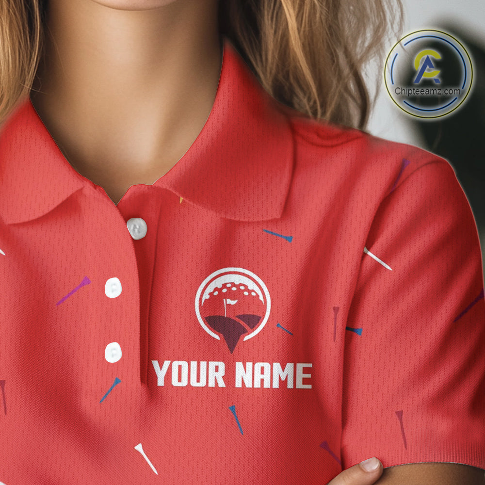 Womens golf polo shirts custom red Ice Cream Melting On Golf Ball, golf gifts for ladies NQS9988