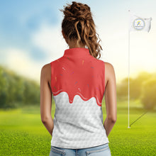 Load image into Gallery viewer, Womens sleeveless golf polo shirts custom red Ice Cream Melting On Golf Ball, golf gifts for ladies NQS9988