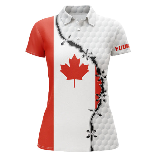 Women golf polo shirt Canadian flag white golf ball skin pattern custom patriot team golf polo shirts NQS5787