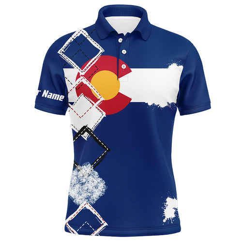 Mens golf polo shirts Colorado flag patriot custom name golf shirts for men, gift for the golfers NQS8075