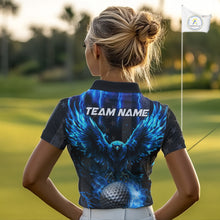 Load image into Gallery viewer, Black American flag Women golf polo shirt Custom blue lightning thunder Eagle patriotic team Golf top NQS11093