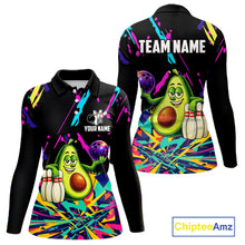 Load image into Gallery viewer, Colorful bowling jerseys funny avocado Bowling Shirts for Women Custom Bowling Team shirt for bowlers NQS11520