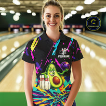 Load image into Gallery viewer, Colorful bowling jerseys funny avocado Bowling Shirts for Women Custom Bowling Team shirt for bowlers NQS11520