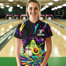 Load image into Gallery viewer, Colorful bowling jerseys funny avocado Bowling Shirts for Women Custom Bowling Team shirt for bowlers NQS11520