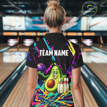 Load image into Gallery viewer, Colorful bowling jerseys funny avocado Bowling Shirts for Women Custom Bowling Team shirt for bowlers NQS11520
