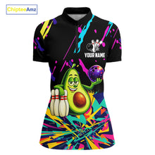 Load image into Gallery viewer, Colorful bowling jerseys funny avocado Bowling Shirts for Women Custom Bowling Team shirt for bowlers NQS11520