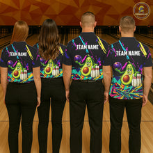Load image into Gallery viewer, Colorful bowling jerseys funny avocado Bowling Shirts for Women Custom Bowling Team shirt for bowlers NQS11520