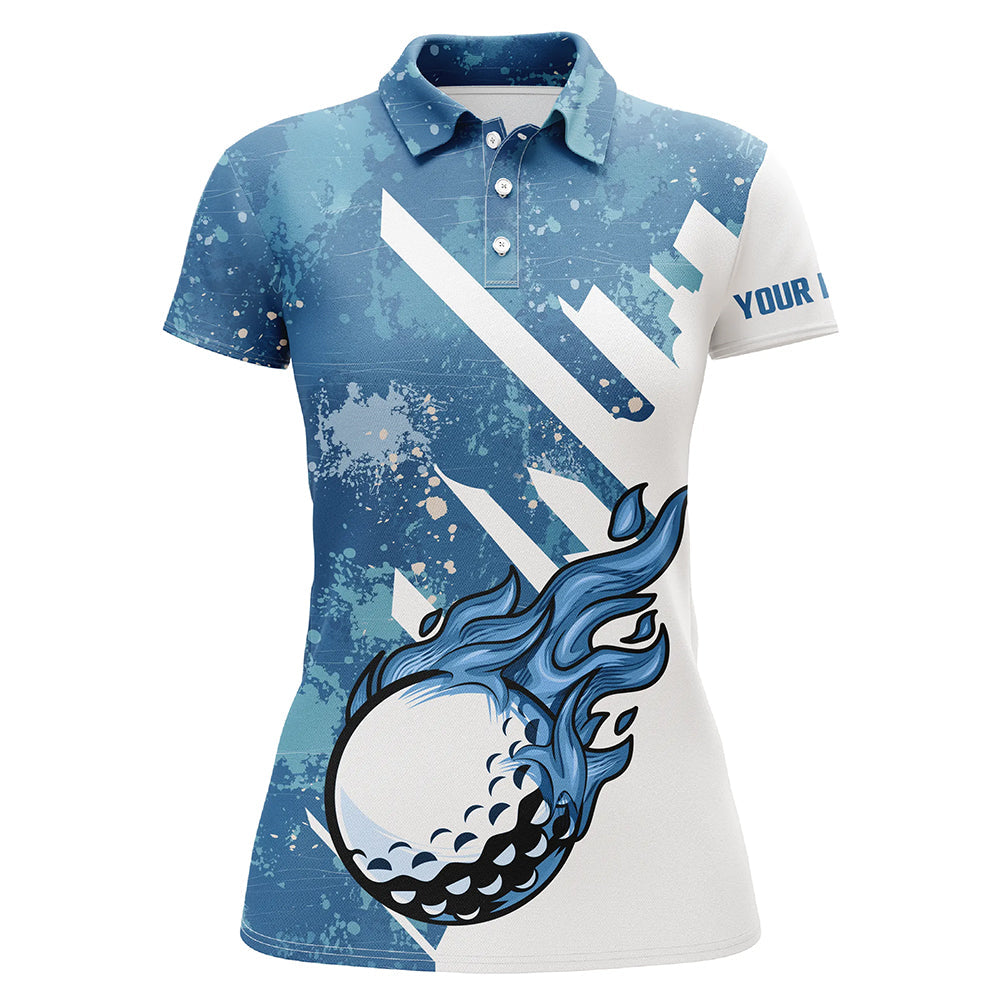 Blue and white golf ball flame Women golf polo shirts custom team golf shirts, ladies golf clothing NQS7506