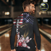 Load image into Gallery viewer, Smoke American Flag Cobra Snake Bowling Shirts for Men Custom patriotic Team Bowling jerseys NQS10286