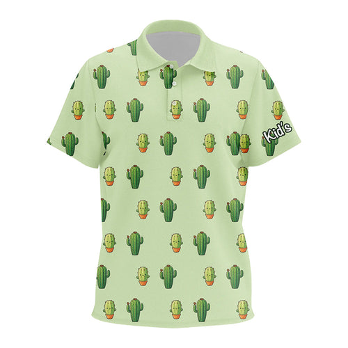 Personalized Green Cactus In Pot pattern Kid golf polo shirt custom cactus golf shirt, golfer gifts NQS8322