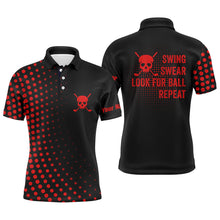 Load image into Gallery viewer, Funny Men golf polo shirts custom swing swear look for ball repeat dot pattern skull golf shirt | Red NQS8514