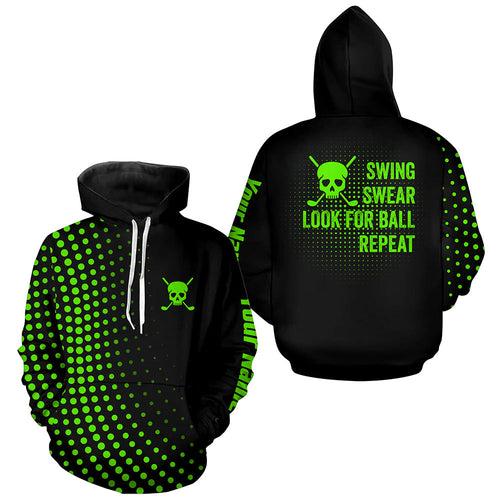 Golf Hoodies custom swing swear look for ball repeat dot pattern skull golf shirt | Green NQS8515