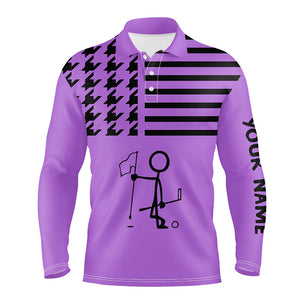 Funny Black and purple Icon Golfer Mens golf polo shirts Custom golf tops for mens NQS8757