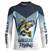 Load image into Gallery viewer, Personalized Walleye fishing Tournament Long Sleeve Fishing Shirts, Walleye Fishing Jersey | Blue NQS9225