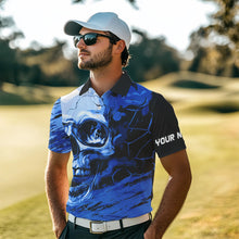 Load image into Gallery viewer, Black and Blue Skull Golf Custom Men golf polo shirts, personalized golf tournament jerseys for team NQS9584