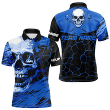 Load image into Gallery viewer, Black and Blue Skull Golf Custom Men golf polo shirts, personalized golf tournament jerseys for team NQS9584