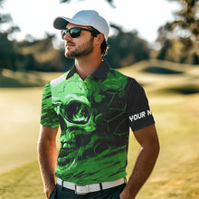Load image into Gallery viewer, Black and Green Skull Golf Custom Men golf polo shirts, personalized golf tournament jerseys for team NQS9585