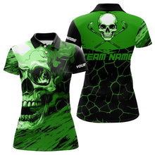 Load image into Gallery viewer, Black and Green Skull Golf Custom Women golf polo shirts, personalized golf tournament jersey for team NQS9585