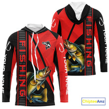 Load image into Gallery viewer, Black and red Walleye Fishing Custom UV protection Long sleeve fishing shirts For Men, Women NQS10161
