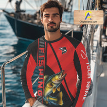 Load image into Gallery viewer, Black and red Walleye Fishing Custom UV protection Long sleeve fishing shirts For Men, Women NQS10161