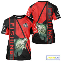 Load image into Gallery viewer, Black and red Crappie Fishing Custom UV protection Long sleeve fishing shirts For Men, Women NQS10162