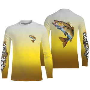 Walleye fishing Custom Name sun protection fishing jersey, Walleye fishing tournament shirts NQS3962