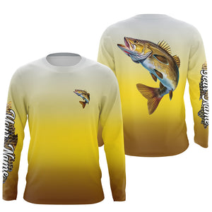 Walleye fishing Custom Name sun protection fishing jersey, Walleye fishing tournament shirts NQS3962