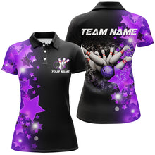 Load image into Gallery viewer, Women bowling Polo, Quarter Zip shirts Custom Purple Stars Bowling Team Bowlers Jersey NQS8527