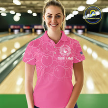 Load image into Gallery viewer, Pink bowling camo Womens bowling shirts Custom American flag patriotic bowling team league jerseys NQS10714