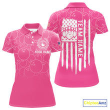 Load image into Gallery viewer, Pink bowling camo Womens bowling shirts Custom American flag patriotic bowling team league jerseys NQS10714