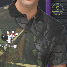 Load image into Gallery viewer, Green Camo Black Bowling Polo, Quarter Zip Shirts for Men Custom Team Bowling Jersey NQS10929