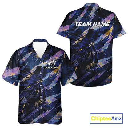Blue and Purple watercolor Tiger Bowling Hawaiian Shirt Custom bowling Team outfit NQS11308
