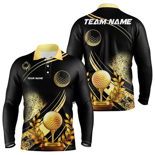 Black and Gold Mens Golf polo shirts custom golf apparel team jerseys, personalized golf gifts NQS9594
