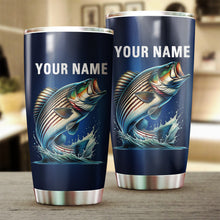 Load image into Gallery viewer, 1PC Striped Bass Fishing Custom Name Blue Striper Stainless Steel Fishing Tumbler Cup NQS1863