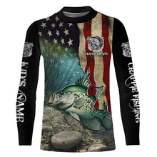 Load image into Gallery viewer, Crappie Fishing American Flag Patriotic Custom UV protection fishing apparel, Crappie fishing jerseys NQS498