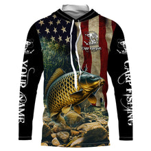 Load image into Gallery viewer, Carp Fishing 3D American Flag Patriotic Customize name UV Protection Fishing shirts NQS499