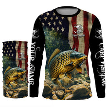 Load image into Gallery viewer, Carp Fishing 3D American Flag Patriotic Customize name UV Protection Fishing shirts NQS499