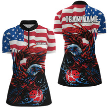 Load image into Gallery viewer, Personalized Eagle Bowling Shirts for Women, Custom Team's Name American Flag Cool Bowler Jerseys NQS7891